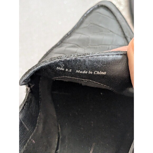 Dolce Vita Arlene Loafers Womens 9.5 Black Crocodile-Emboss Leather Shoes Point - Picture 4 of 8